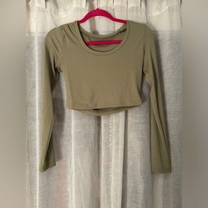 Shein army green long sleeve crop top